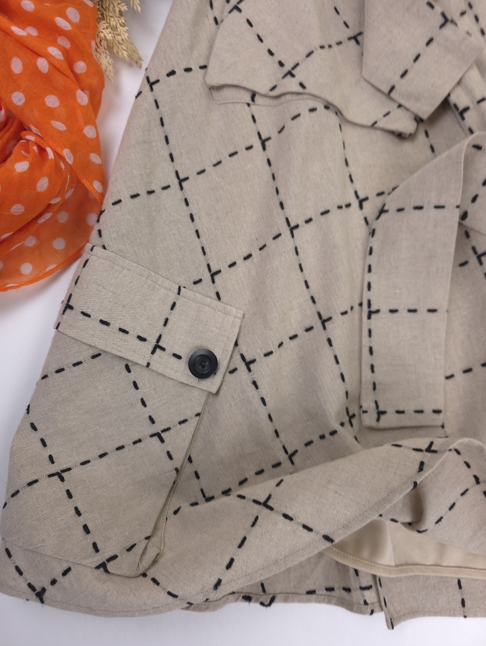 Anthropologie Eva Franco Windowpane Belted Pocket Detailed Wrapped Skirt - Sz 6 - Picture 4 of 16